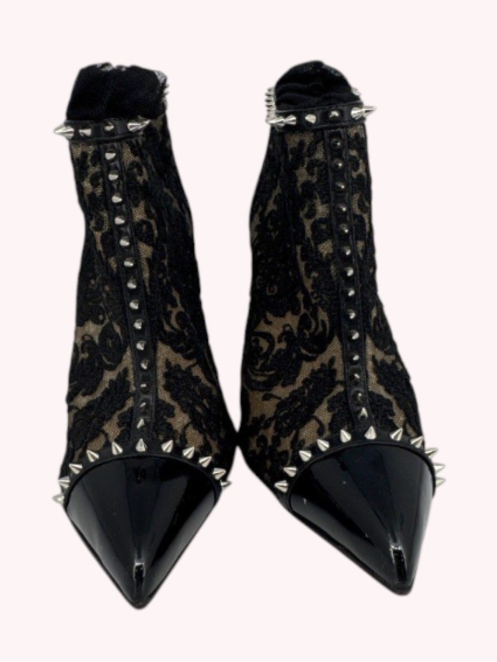 Christian Louboutin Black Lace Ankle Boots with Red Sole - Picture 4 of 7